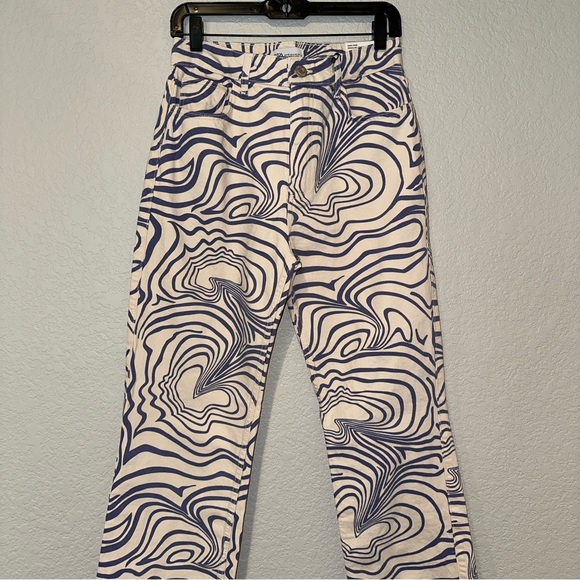 New Zara Printed Straight Leg High Rise Swirl Jeans 6688/043 Size 2 4 6 10 12 - Picture 5 of 5